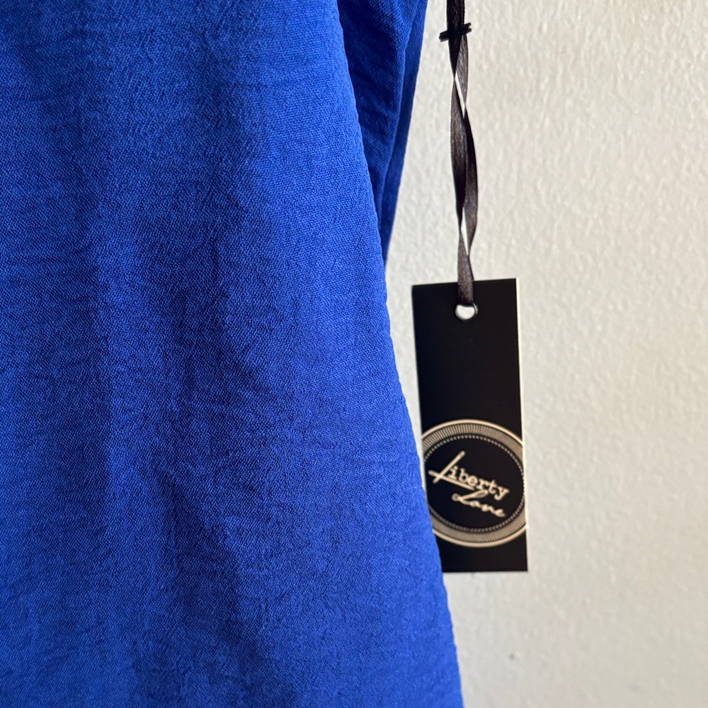Liberty Love Royal Blue Ruffle Sleeve V-Neck Top - Picture 3 of 7